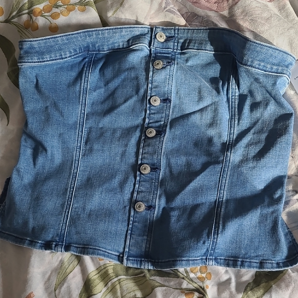 Denim Button-Up Tube Top
